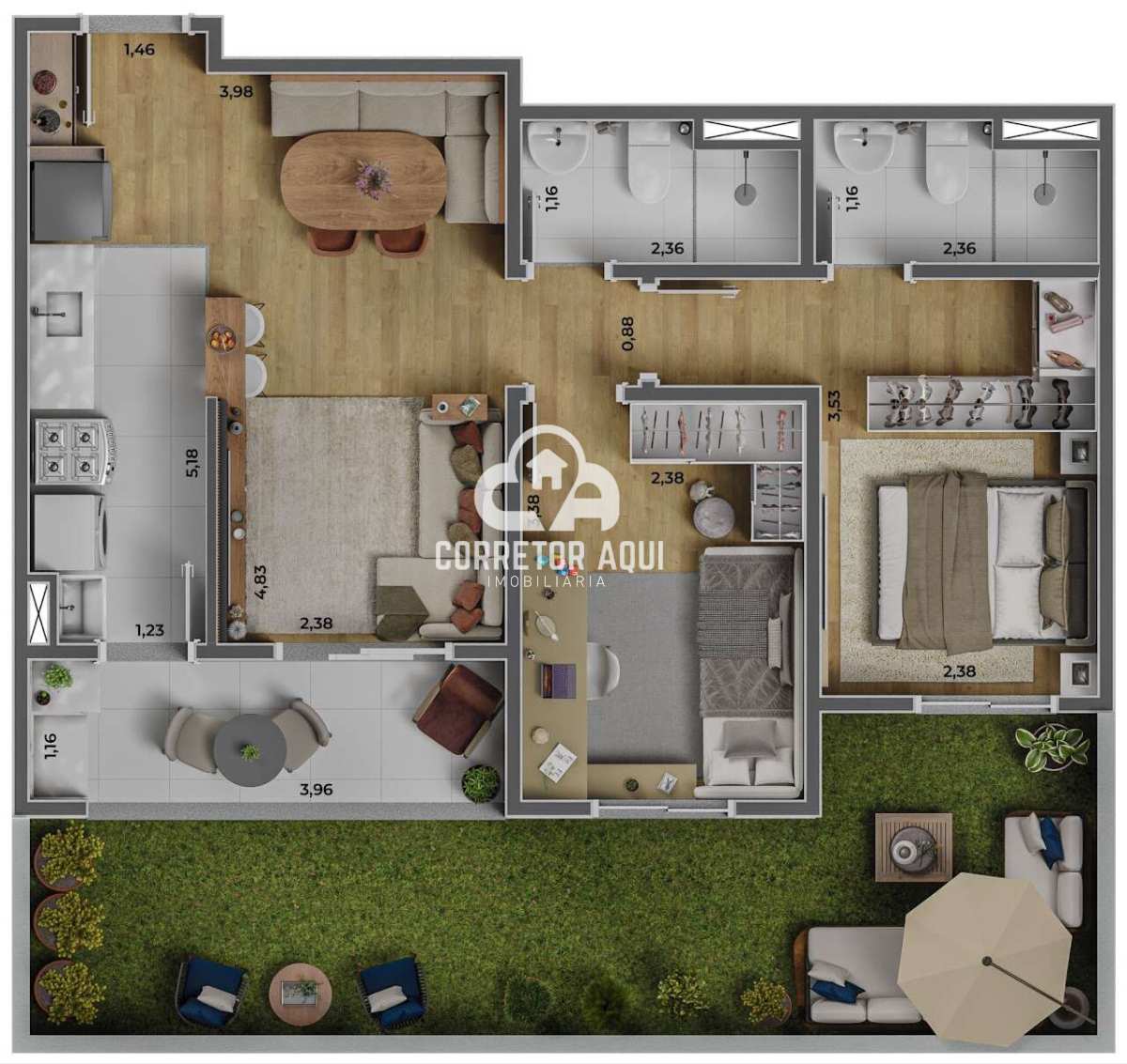 MAXY GREGO suite com closet – LANÇAMENTO EM SANTA BÁRBARA D'OESTE - Corretor Aqui Imobiliária